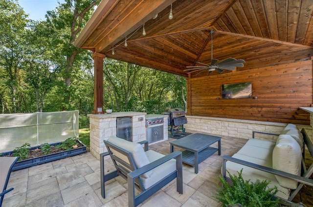 4007 Brooks Ct, Highland Village, TX 76226 - view of patio / terrace featuring an outdoor hangout area and a ceiling fan