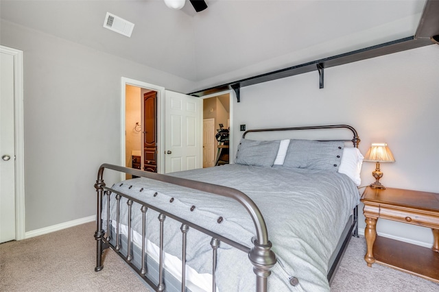 4007 Brooks Ct, Highland Village, TX 76226 - carpeted bedroom with baseboards, ensuite bathroom, visible vents, and ceiling fan