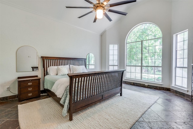 4007 Brooks Ct, Highland Village, TX 76226 - bedroom featuring ornamental molding, stone tile flooring, and multiple windows