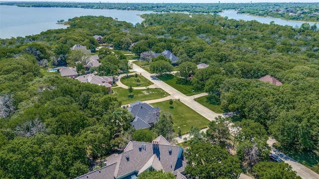4007 Brooks Ct, Highland Village, TX 76226 - bird's eye view featuring a water view and a wooded view