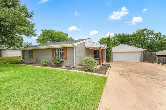 1764 Brown Trl, Hurst, TX 76054 - view of front of home with brick siding, a detached garage, and a chimney