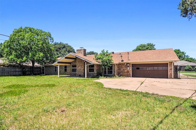 6709 Santiago Ave, Fort Worth, TX 76133 - view of front of house featuring concrete driveway, an attached garage, a chimney, and brick siding