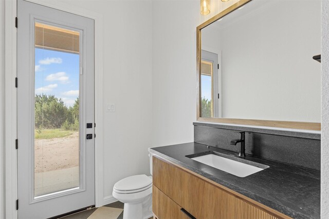 7103 Heathington Ct, Granbury, TX 76049 - bathroom with vanity, toilet, and plenty of natural light