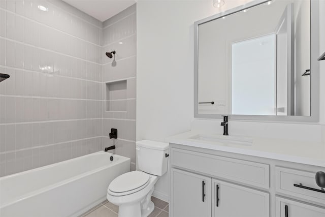 7103 Heathington Ct, Granbury, TX 76049 - full bathroom with toilet, tile patterned flooring, vanity, and shower / tub combination