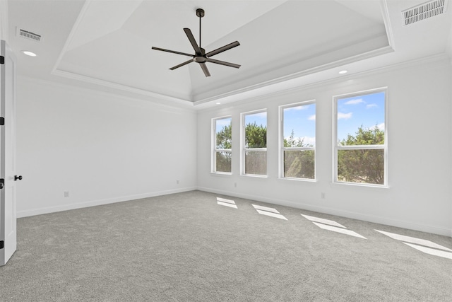 7103 Heathington Ct, Granbury, TX 76049 - spare room featuring ceiling fan, a raised ceiling, carpet, and visible vents