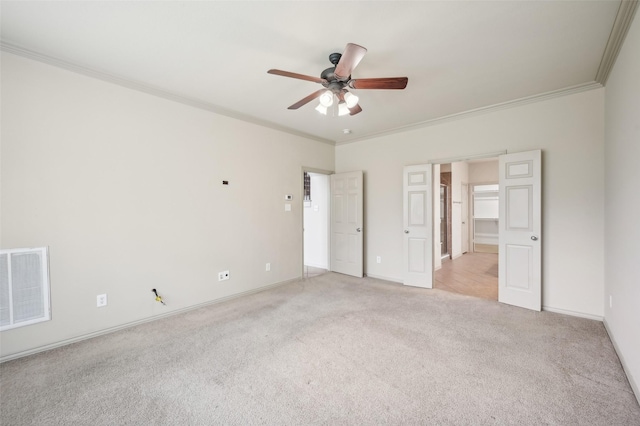 9616 Barksdale Dr, Fort Worth, TX 76244 - unfurnished bedroom with light colored carpet, ornamental molding, baseboards, and ceiling fan