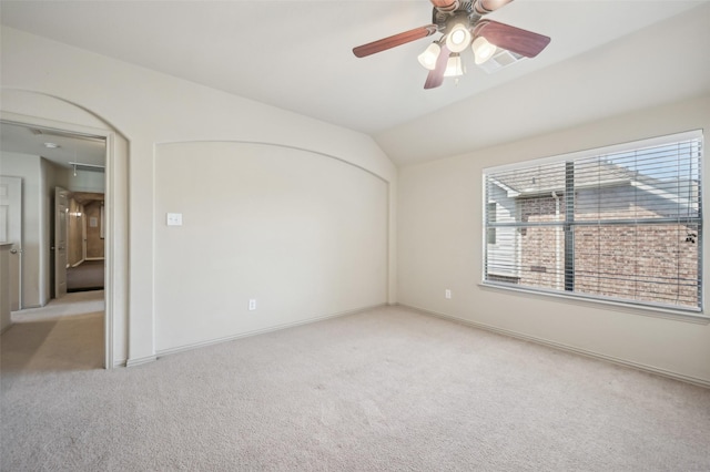 9616 Barksdale Dr, Fort Worth, TX 76244 - spare room with carpet flooring, a ceiling fan, vaulted ceiling, and baseboards