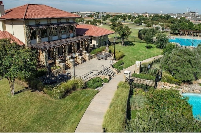 9616 Barksdale Dr, Fort Worth, TX 76244 - aerial view of property and surrounding area with a pool area