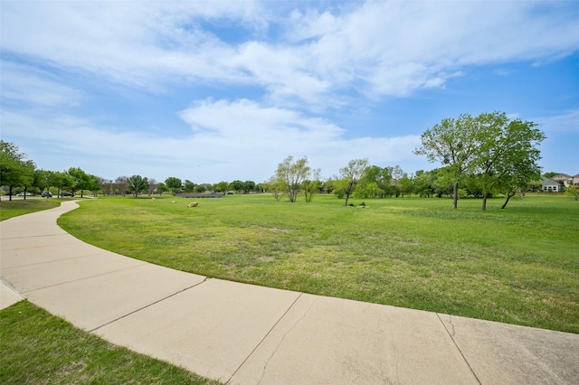 view of home's community with a yard