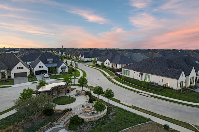 bird's eye view with a residential view