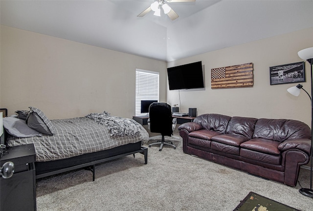 bedroom with carpet floors and a ceiling fan