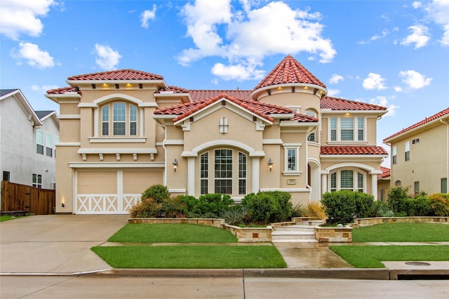 13043 Seattle Slew St, Frisco, TX 75035 - mediterranean / spanish home with a tile roof, stucco siding, and an attached garage