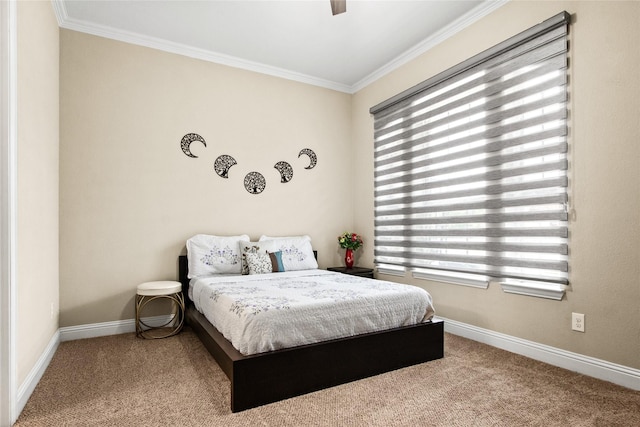 13043 Seattle Slew St, Frisco, TX 75035 - bedroom with ornamental molding, carpet, baseboards, and a ceiling fan