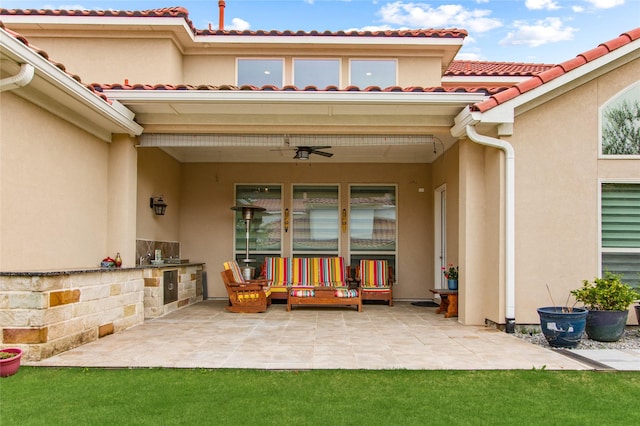 13043 Seattle Slew St, Frisco, TX 75035 - view of patio with exterior kitchen and ceiling fan