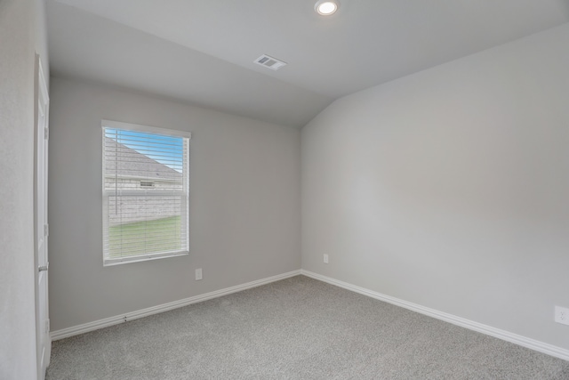 610 Willet Dr, Mckinney, TX 75069 - unfurnished room featuring carpet, visible vents, baseboards, lofted ceiling, and recessed lighting