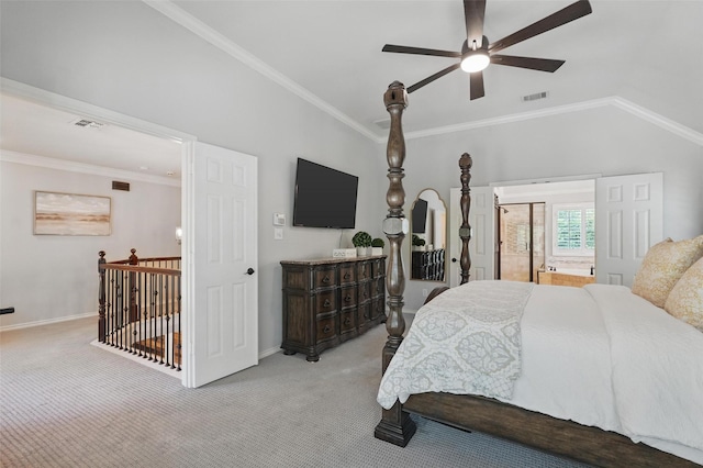 1102 Belvedere Dr, Allen, TX 75013 - bedroom featuring visible vents, crown molding, baseboards, and light carpet