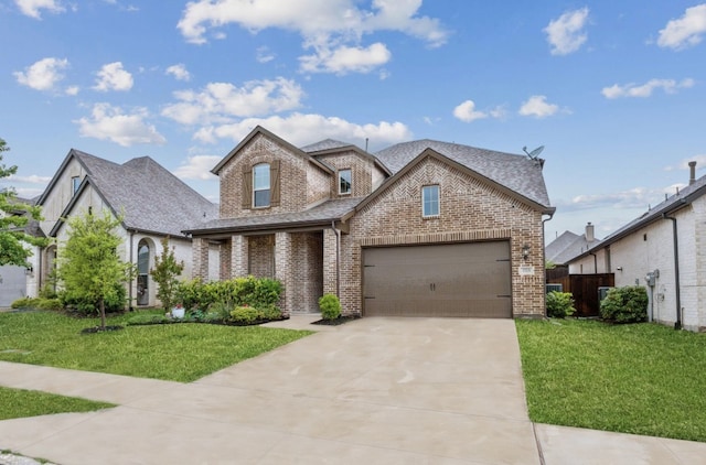 1519 Calcot Ln, Forney, TX 75126 - view of front of home featuring brick siding, a front yard, and roof with shingles