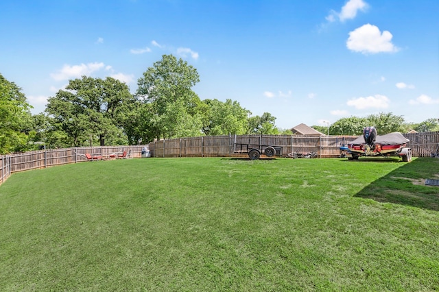 view of yard featuring a fenced backyard