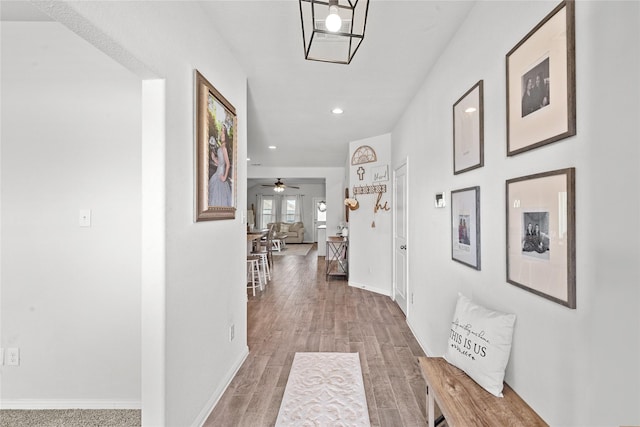 4629 Fringetree Way, Fort Worth, TX 76036 - corridor with baseboards, wood finished floors, and recessed lighting