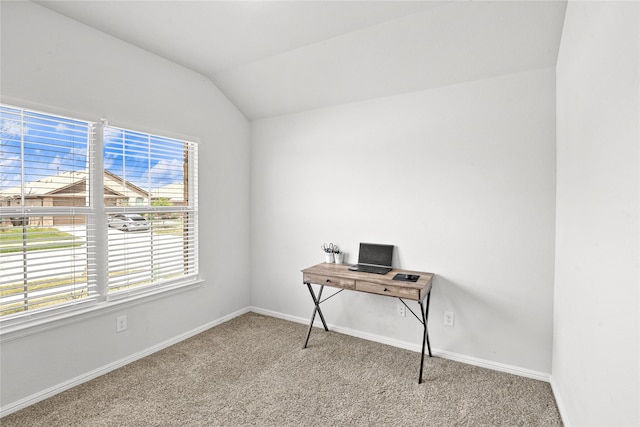 4629 Fringetree Way, Fort Worth, TX 76036 - unfurnished office featuring vaulted ceiling, carpet, and baseboards