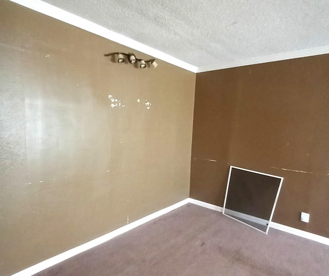 carpeted spare room featuring baseboards and a textured ceiling