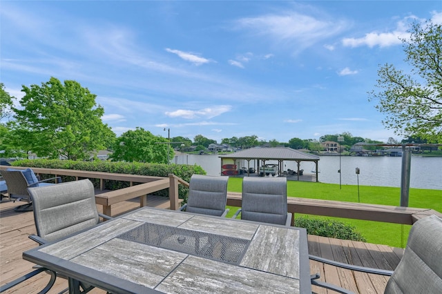 511 Kiowa Dr W, Lake Kiowa, TX 76240 - deck featuring a gazebo, a lawn, and a water view