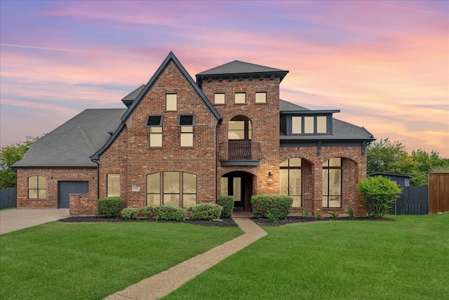 1750 Greenwood Ct, Prosper, TX 75078 - view of front of home featuring brick siding, driveway, fence, and a lawn