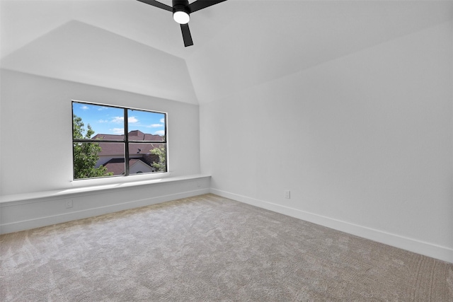 1750 Greenwood Ct, Prosper, TX 75078 - carpeted empty room featuring lofted ceiling, baseboards, and ceiling fan
