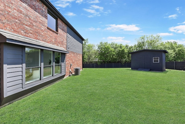 1750 Greenwood Ct, Prosper, TX 75078 - view of yard with central AC, fence, an outbuilding, and a storage shed