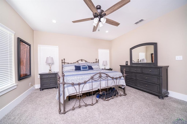 225 Clements Cir, Tatum, TX 75691 - bedroom featuring recessed lighting, visible vents, baseboards, and light carpet