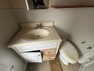 bathroom with toilet and vanity