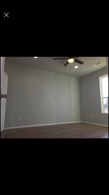 404 N Business Highway 78, Blue Ridge, TX 75424 - unfurnished room with a ceiling fan, wood finished floors, baseboards, visible vents, and recessed lighting