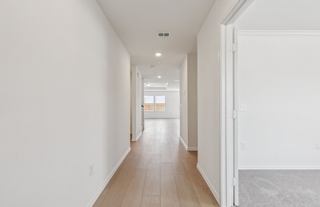 7200 Pederson Creek Way, Denton, TX 76208 - hallway featuring baseboards, light wood-style floors, and recessed lighting