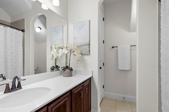 4717 Whitehall Ct, Mckinney, TX 75070 - full bath featuring tile patterned floors, vanity, and a shower with shower curtain