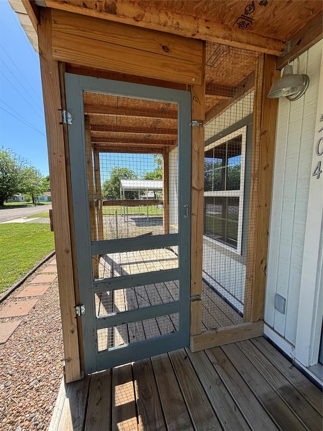 exterior space with a healthy amount of sunlight and wood finished floors