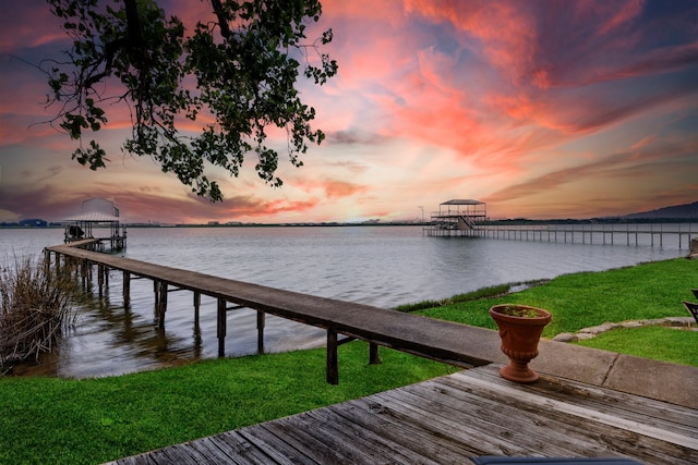 6725 Cahoba Dr, Fort Worth, TX 76135 - dock area featuring a water view and a yard