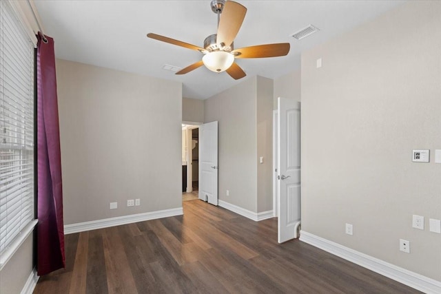 6514 Eagle Rock Dr, Frisco, TX 75036 - unfurnished room featuring baseboards, wood finished floors, visible vents, and ceiling fan