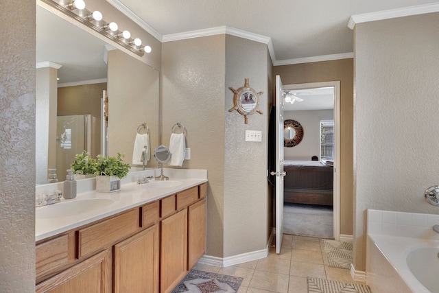6121 Bowfin Dr, Fort Worth, TX 76179 - full bath with tile patterned flooring, a textured wall, and a sink