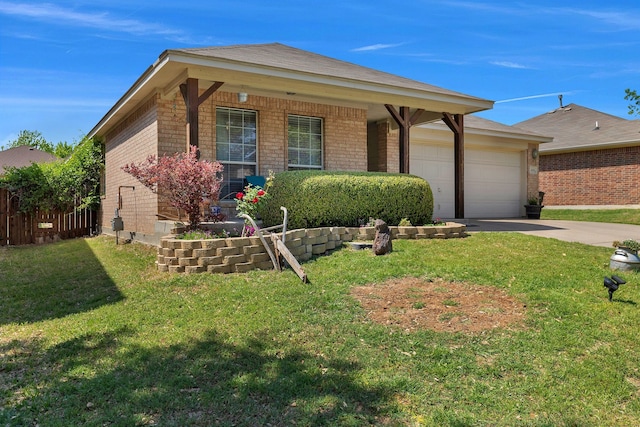 6121 Bowfin Dr, Fort Worth, TX 76179 - ranch-style house featuring an attached garage, a front lawn, driveway, and brick siding