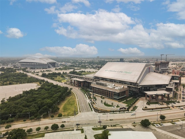 bird's eye view with a city view