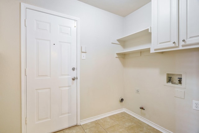 803 Sterling Ct, Allen, TX 75002 - clothes washing area with hookup for an electric dryer, baseboards, cabinet space, and washer hookup