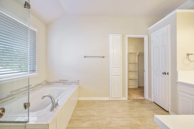 803 Sterling Ct, Allen, TX 75002 - full bath with a garden tub, lofted ceiling, and vanity