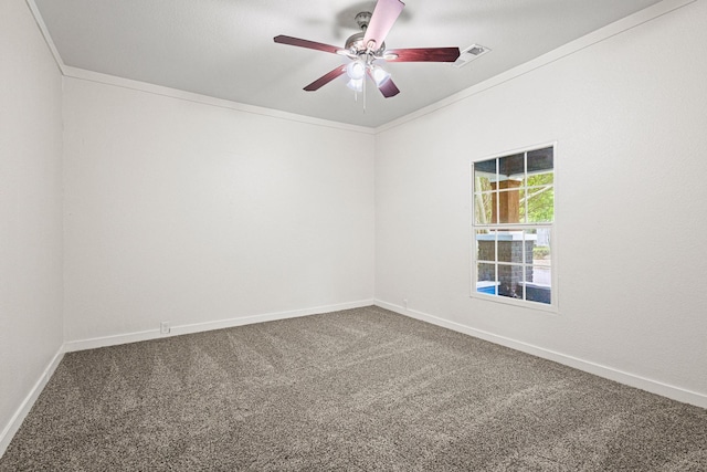 1031 W Chestnut St, Denison, TX 75020 - unfurnished room featuring carpet, a ceiling fan, baseboards, and ornamental molding