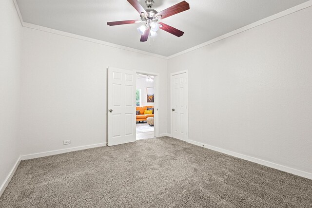 1031 W Chestnut St, Denison, TX 75020 - unfurnished room featuring carpet, ceiling fan, ornamental molding, and baseboards
