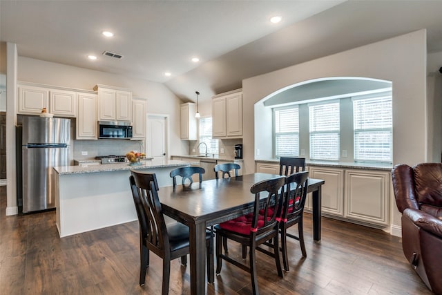 1400 Stone Ridge Dr, Anna, TX 75409 - dining area with recessed lighting, dark wood finished floors, and visible vents