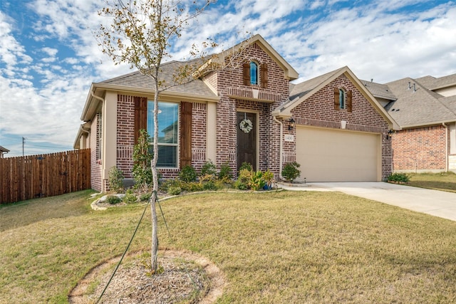 1400 Stone Ridge Dr, Anna, TX 75409 - traditional home with concrete driveway, an attached garage, brick siding, and fence