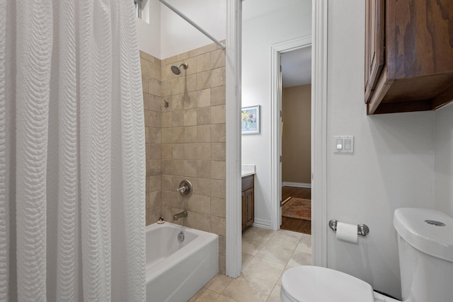 1027 Addison Ave, Pottsboro, TX 75076 - bathroom with toilet, shower / bath combo, vanity, and tile patterned floors