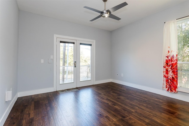 1323 Saint Joseph St Unit 17, Dallas, TX 75204 - unfurnished room featuring dark wood-type flooring, a ceiling fan, and baseboards