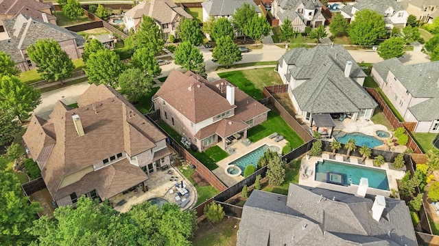 aerial view with a residential view