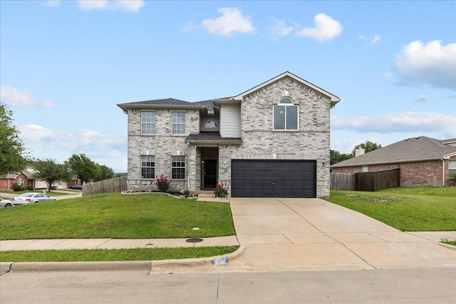 5712 Goldfinch Way, Dallas, TX 75249 - traditional-style home with fence, a front lawn, and a garage